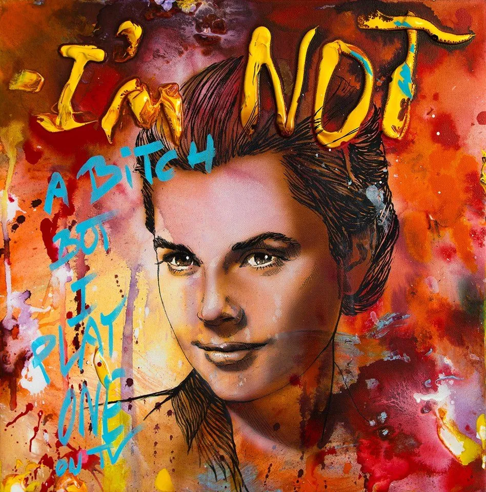 Maleri af Ib Beier: I `m not..., akryl på lærred, 40 x 40 cm